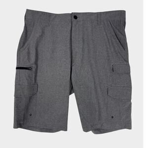 Iron Co. Mens Comfort Waistband Size 38 Heather Gray Polyester Cargo Shorts